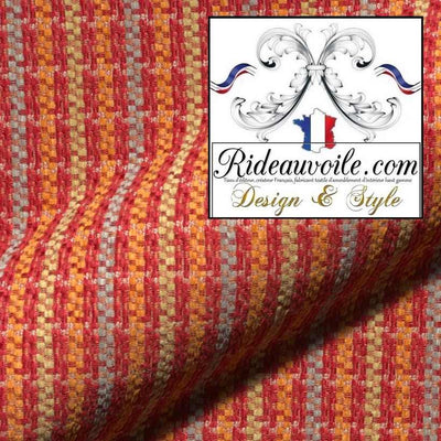 Tissu d'ameublement intérieur à rayures lignes velours rouge chenille style campagne