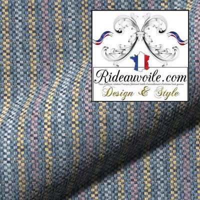 Tissu à rayures lignes velours chenille bleu Architecte d'intérieur Chalet campagne