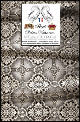 Tissu ameublement Brocart liturgique clergé NOIR ARGENT mètre confection rideau