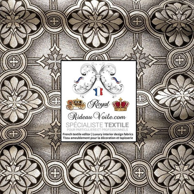 Tissu ameublement Brocart liturgique clergé NOIR ARGENT mètre confection rideau