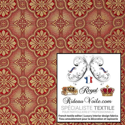 Tissu ameublement Brocart liturgique clergé rouge or mètre confection rideau