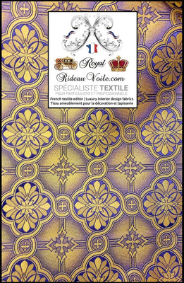 Tissu ameublement Brocart liturgique clergé violet or mètre confection rideau