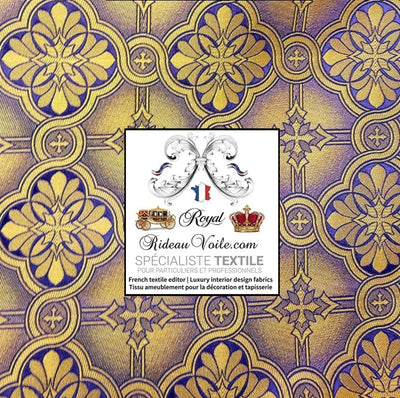 Tissu ameublement Brocart liturgique clergé violet or mètre confection rideau
