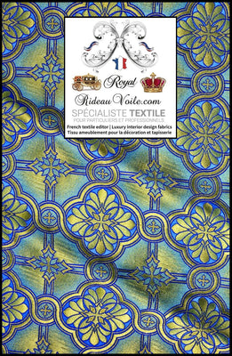 Tissu d'ameublement intérieur Brocart liturgique clergé BLEU mètre confection rideau