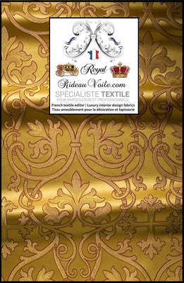 Tissu ameublement Brocart doré liturgique Damassé or mètre confection rideau