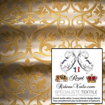 Tissu ameublement Brocart dorure liturgique Damassé or le mètre confection rideaux