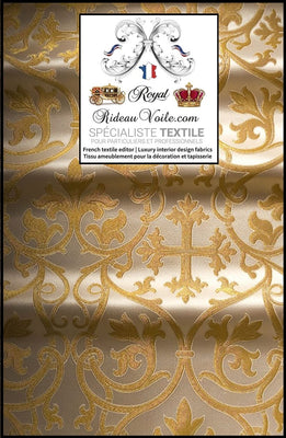 Tissu ameublement Brocart dorure liturgique Damassé or le mètre confection rideaux