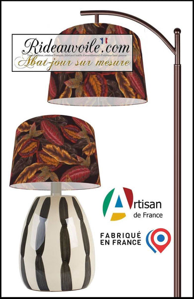 Fabrication suspension abat-jour sur mesure motif Fleurs Feuilles brunes Automne