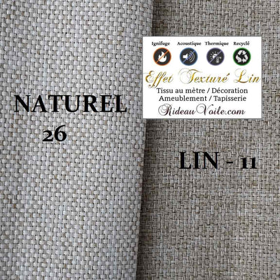 Tissu pare-solaire isolant phonique thermique effet LIN grande largeur 290cm ignifuge mètre