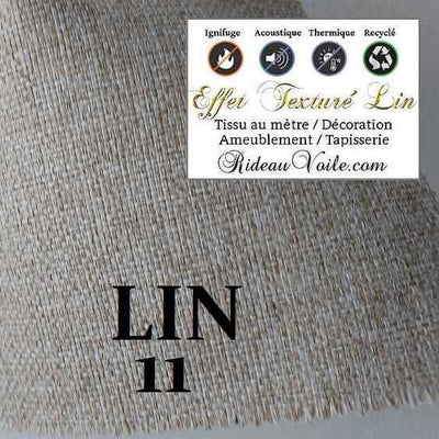 Tissu pare-solaire isolant phonique thermique effet LIN grande largeur 290cm ignifuge mètre