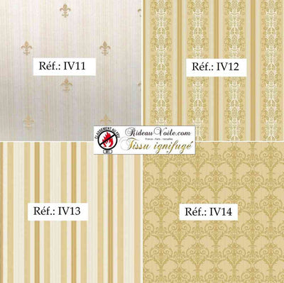 Tissu NON FEU jacquard ameublement IGNIFUGE style Baroque Ivoire au mètre rideau