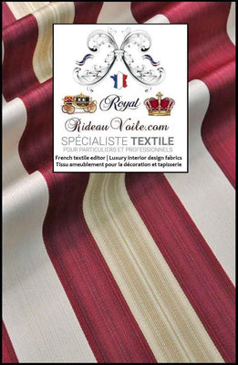 Tissu Empire Baroque Jacquard au mètre rayure ROUGE bordeaux Architecte d'intérieur