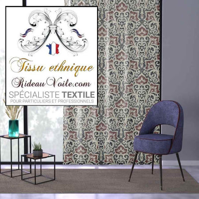 Tissu motif Indien imprimé Paisley Toile de Jouy Exotique ameublement ignifuge occultant