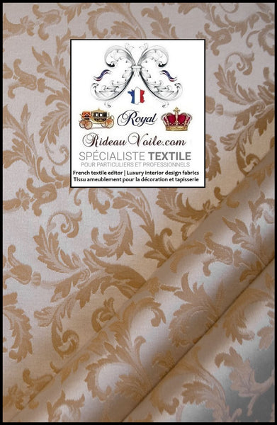 Tissu d'ameublement Damasco mètre architecte intérieur Jacquard ivoire