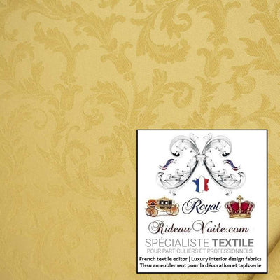 Tissu Damassé Empire ameublement au mètre Jacquard ornement Baroque Jaune