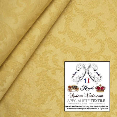Tissu Damassé Empire ameublement au mètre Jacquard ornement Baroque Jaune