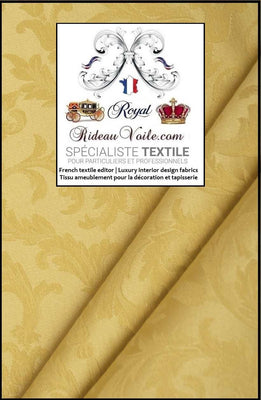 Tissu Damassé Empire ameublement au mètre Jacquard ornement Baroque Jaune