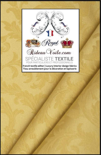 Tissu Damassé Empire ameublement au mètre Jacquard ornement Baroque Jaune