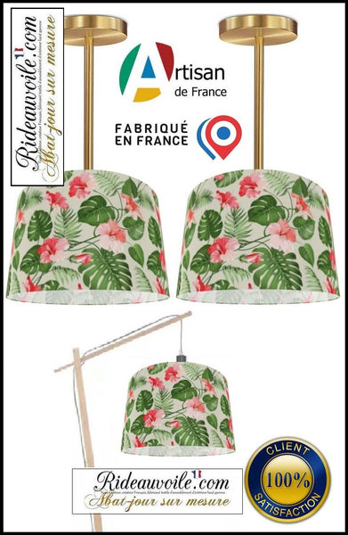 Boutique luminaire suspension création abat-jour motif Exotique Fleurs tropicales