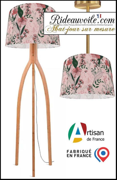 Création suspension confection abat-jour objet tambour luminaire sur mesure floral fleur