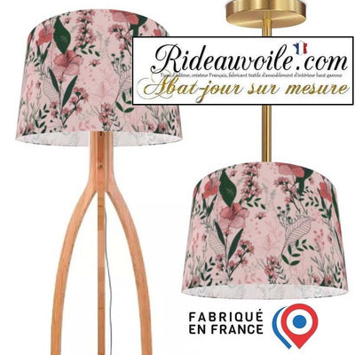 Création suspension confection abat-jour objet tambour luminaire sur mesure floral fleur