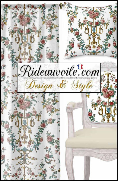 Tissu d'ameublement de luxe damassé Baroque Rococo floral mètre rideau meuble
