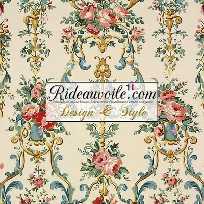 Tissu vintage ameublement Baroque Rococo fleur ornement floral mètre rideau