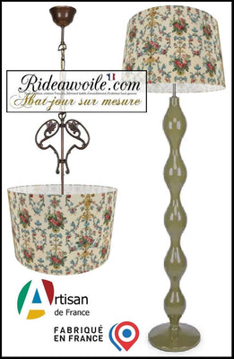 Luminaire tissu imprimé florale abat-jour atelier création sur mesure