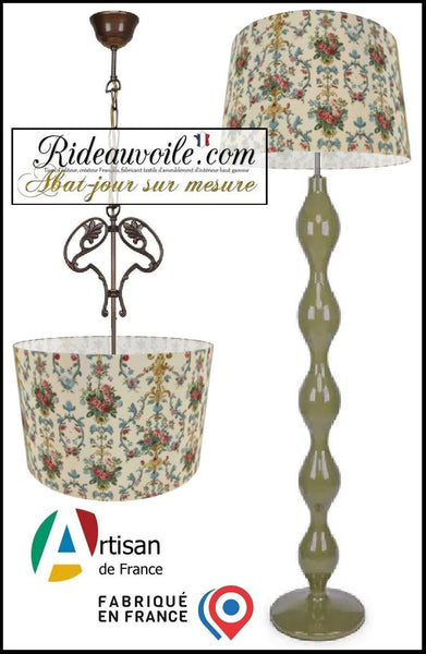Luminaire tissu imprimé florale abat-jour atelier création sur mesure
