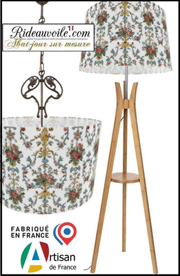 luminaire tissu imprimé florale rococo abat-jour atelier création sur mesure