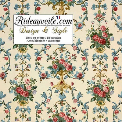 Tissu ameublement d'intérieur patrimoine motif vintage Baroque Rococo Floral le mètre