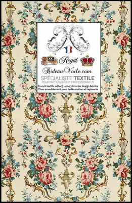 Tissu ameublement intérieur explosion florale motif vintage Baroque Rococo papier peint