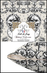 Tissu d'éditeur ameublement motif imprimé Baroque  Antique ornement Lys Toile de Jouy Lion noir écru luxe haut gamme. Décoratrice d'architecte d'intérieur patrimoine historique pour tapisserie.