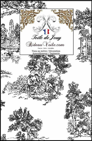 Boutique Toile de Jouy Noir imprimé coton tissu d'ameublement intérieur rideau mètre