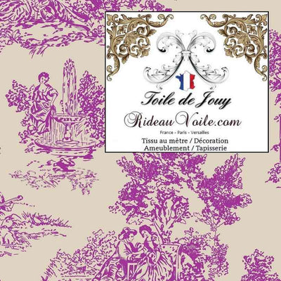 Manufacture Française éditeur Toile de Jouy violet beige ameublement tapisserie rideau