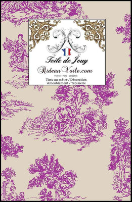 Manufacture Française éditeur Toile de Jouy violet beige ameublement tapisserie rideau