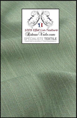 Tissu ameublement lin vert naturel texturé décoration architecte rideau au mètre
