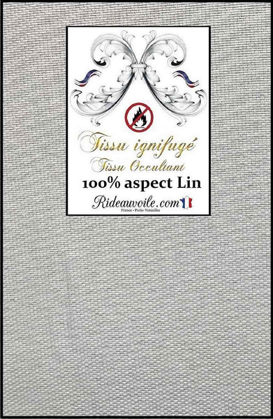 Tissu occultant effet lin gris mètre ameublement architecte d'intérieur rideau ignifuge