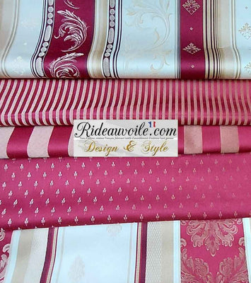 Tissu ameublement mètre Jacquard Baroque rayures lignes Or Rouge rideau Tapisserie