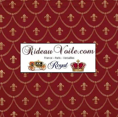 Tissu ameublement décoration tapisserie Jacquard rouge Empire motif Fleur de Lys