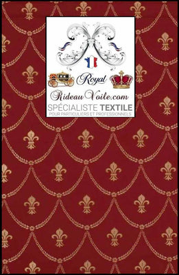 Tissu ameublement décoration tapisserie Jacquard rouge Empire motif Fleur de Lys