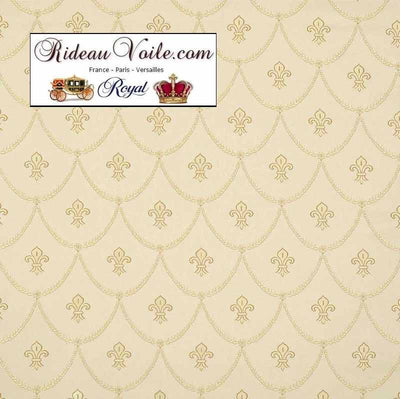 Tissu ameublement Jacquard crème style Empire motif Fleur de Lys au mètre