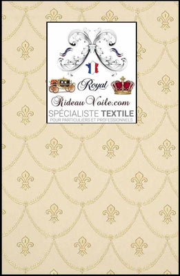 Tissu ameublement Jacquard crème style Empire motif Fleur de Lys au mètre