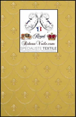 Tissu ameublement décoration tapisserie Jacquard jaune Empire motif Fleur de Lys