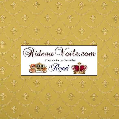 Tissu ameublement décoration tapisserie Jacquard jaune Empire motif Fleur de Lys