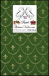 Tissu d'ameublement Jacquard vert Or style Empire motif Fleur de Lys au mètre