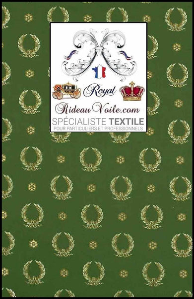 Architecte intérieur tissu ameublement Jacquard Vert Empire motif couronne Napoléon