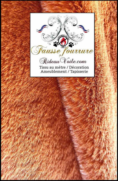 Tissu fausse fourrure orange ignifuge au mètre Tapisserie siège literie intérieur