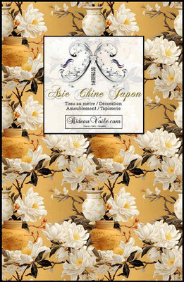 Tissu ameublement Japonais motif asiatique cerisier magnolia au mètre rideau