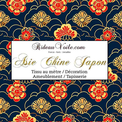 Rideau imprimé Japonais tissu Exotique ethnique asiatique fleur cerisier ignifuge voilage